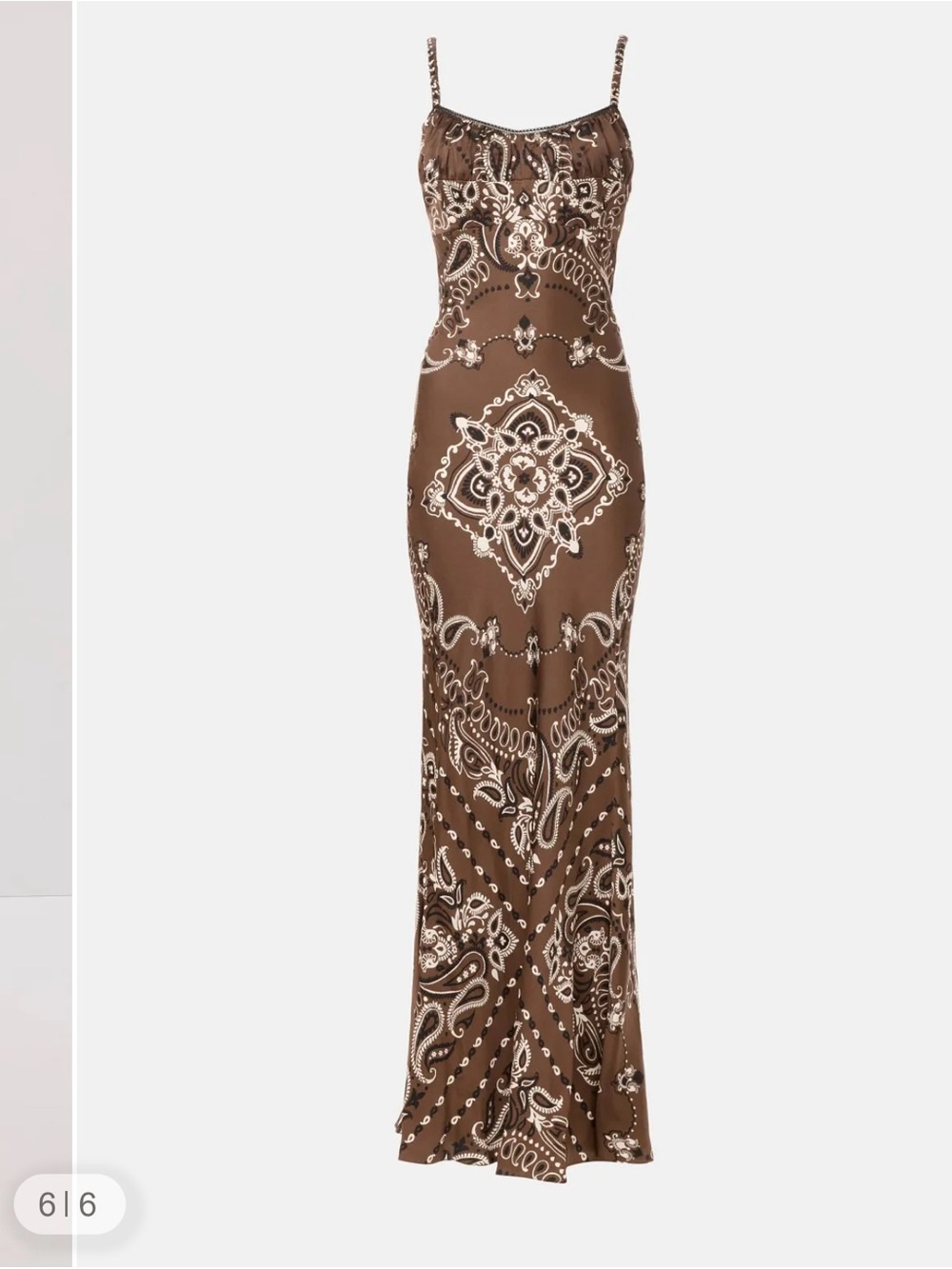 NWT - Camila Coelho Brown Paisley-Print Maxi Slip Dress - Picture 2 of 6